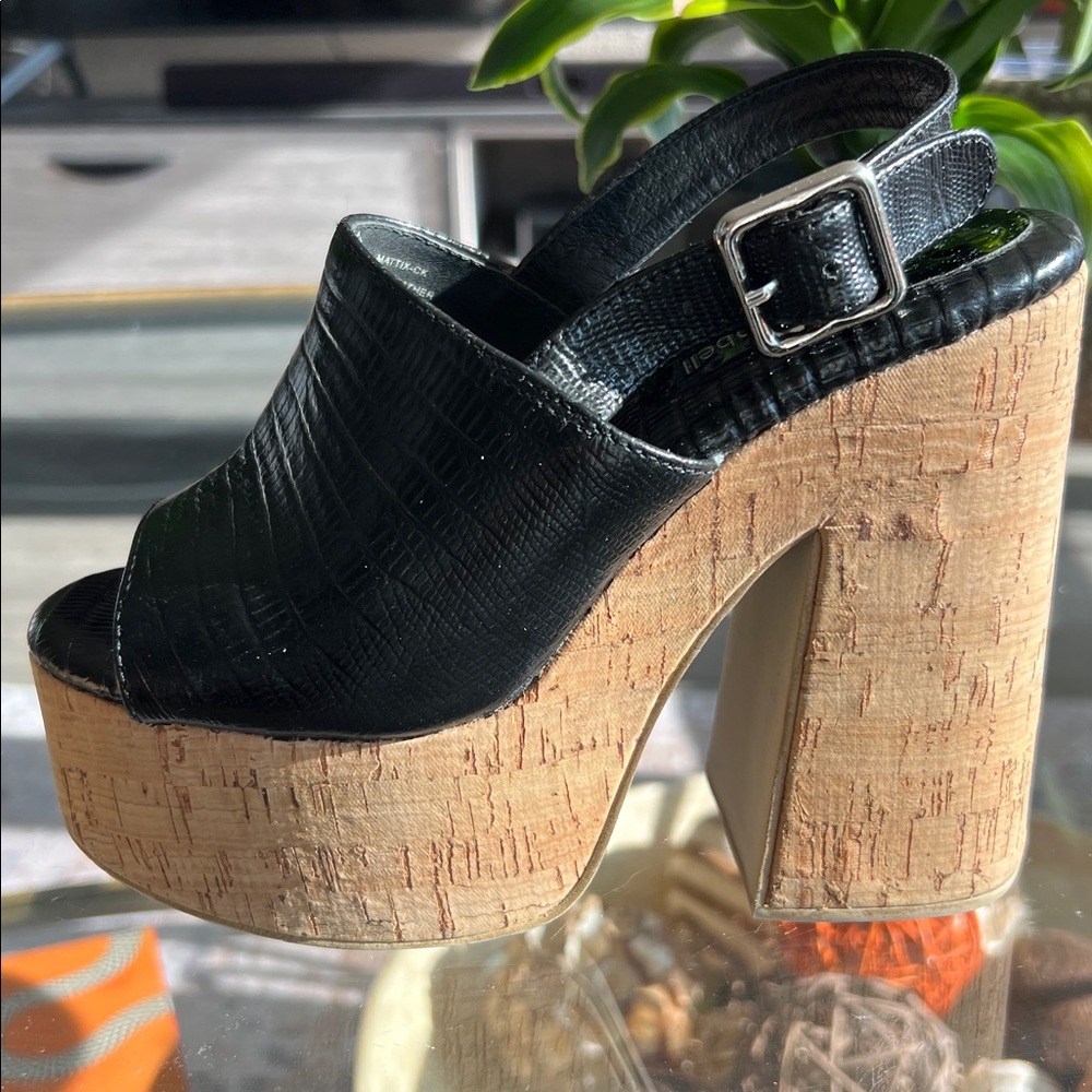 Jeffrey Campbell Mattix Cork Platform Heels in Black Lizard Print - Picture 6 of 9